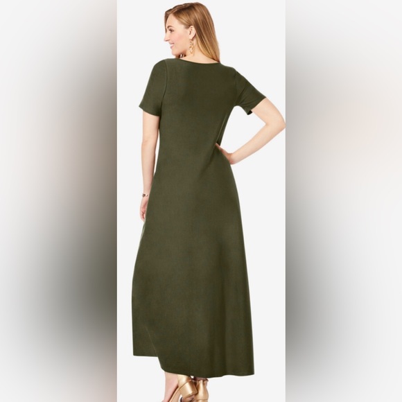 NWOT size 18 Petite Jessica London scoop neck black knit maxi dress - Picture 3 of 10